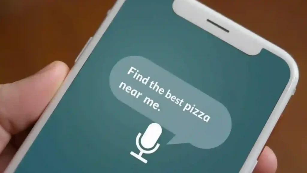 Voice recognition SEO statistic showing the growing percentage of searches made by voice