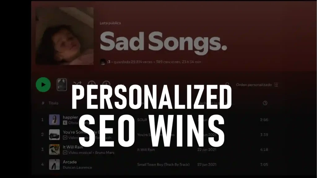 Example of personalized SEO, in a custom Spotify playlist generated for a user