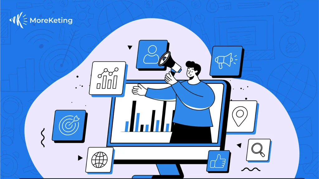 Visual design of MoreKeting strategy driving qualified leads to a business